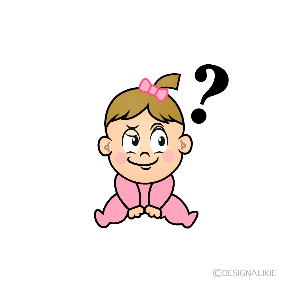 Thinking Baby Girl Cartoon Character Image