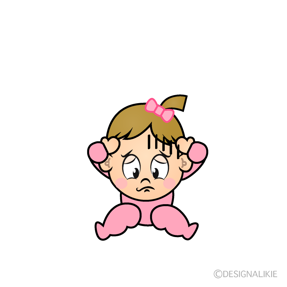 Depressed Baby Girl Cartoon Character Image