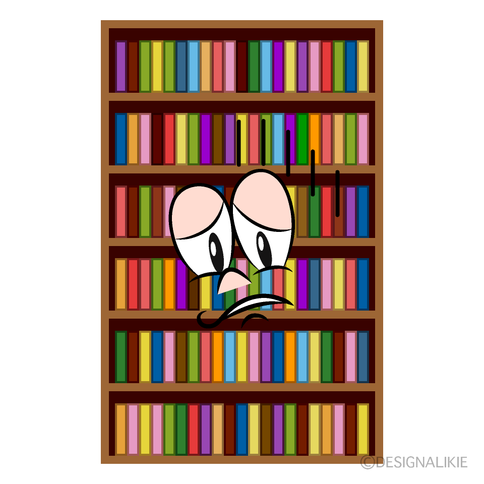Depressed Bookshelf Cartoon Character Image