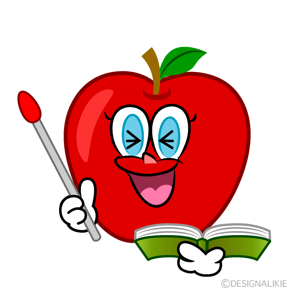 Laughing Apple Teacher Cartoon Character Image
