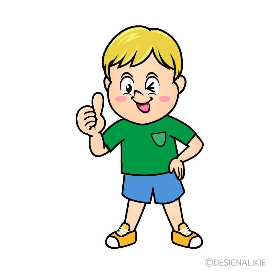 Thumbs Up Boy Cartoon Character Image
