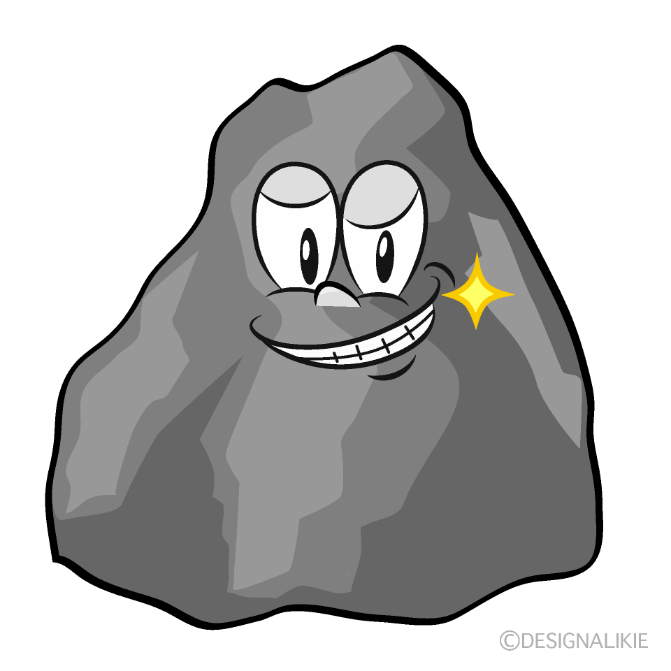 Grinning Rock Cartoon Character Image