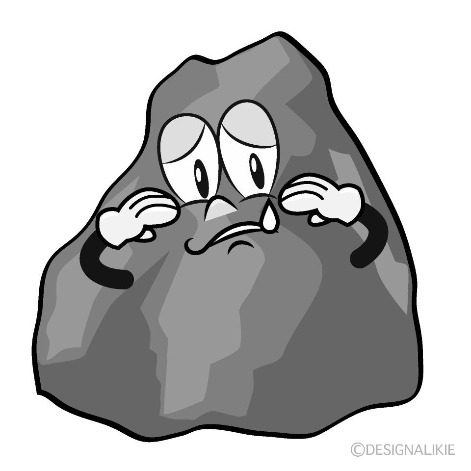 Sad Rock Cartoon Character Image