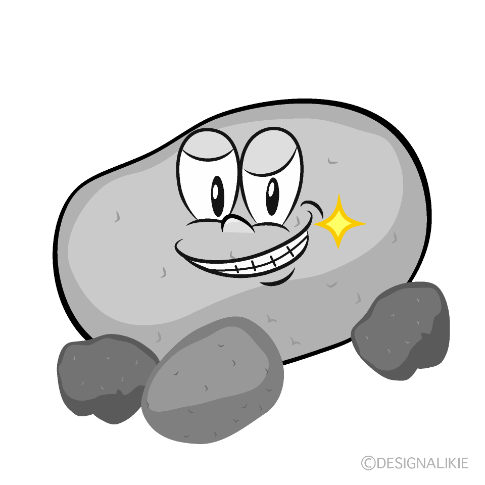 Grinning Stone Cartoon Character Image