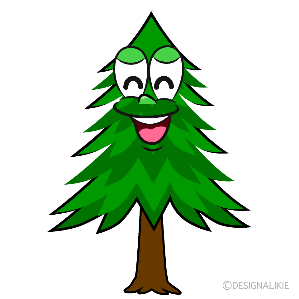 Smiling Pine Tree Cartoon Character Image