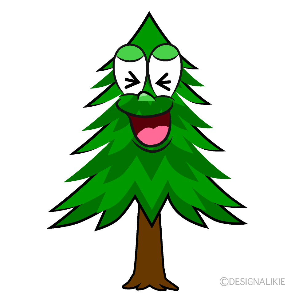 Laughing Pine Tree Cartoon Character Image