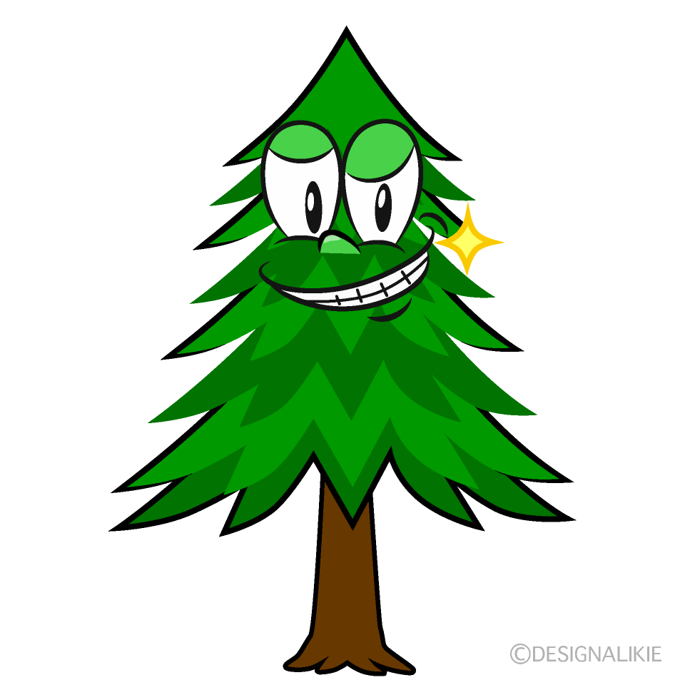 Grinning Pine Tree Cartoon Character Image