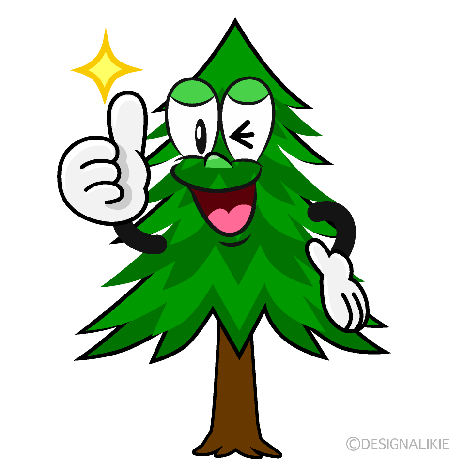 Thumbs up Pine Tree Cartoon Character Image