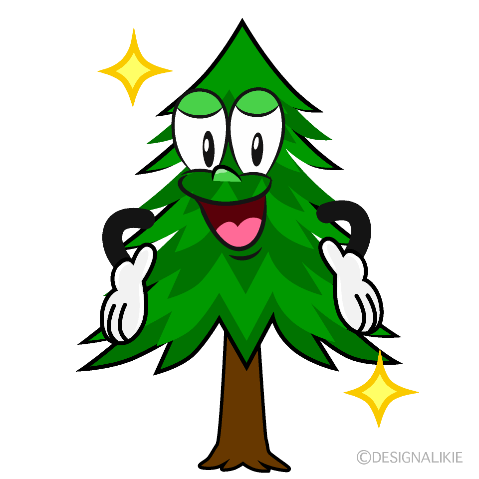 Glitter Pine Tree Cartoon Character Image