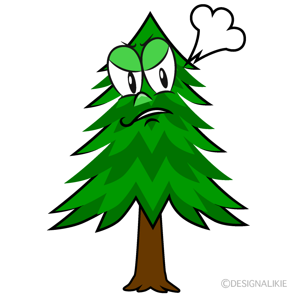 Angry Pine Tree Cartoon Character Image