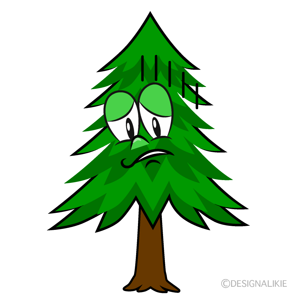 Depressed Pine Tree Cartoon Character Image