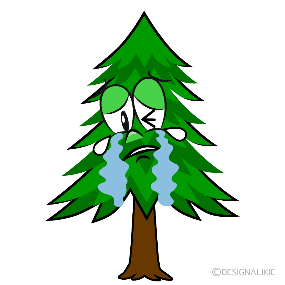 Crying Pine Tree Cartoon Character Image