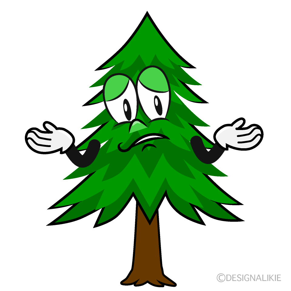Troubled Pine Tree Cartoon Character Image