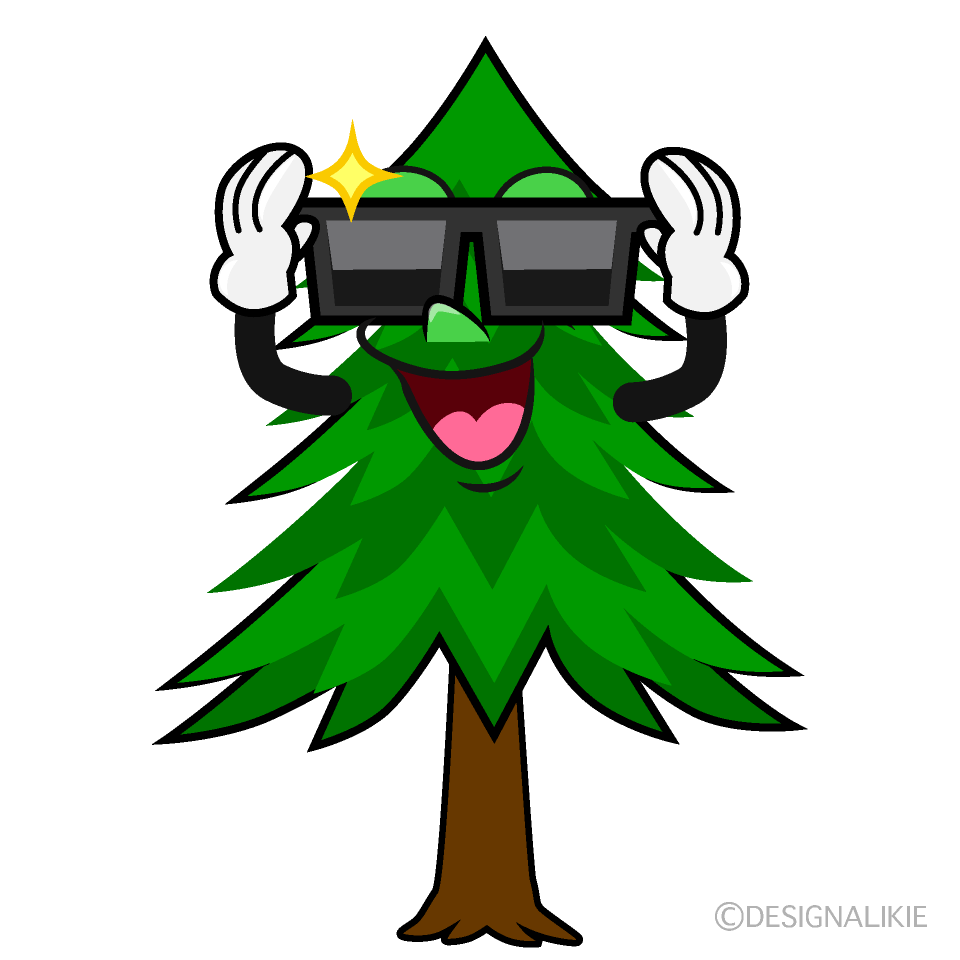 Cool Pine Tree Cartoon Character Image