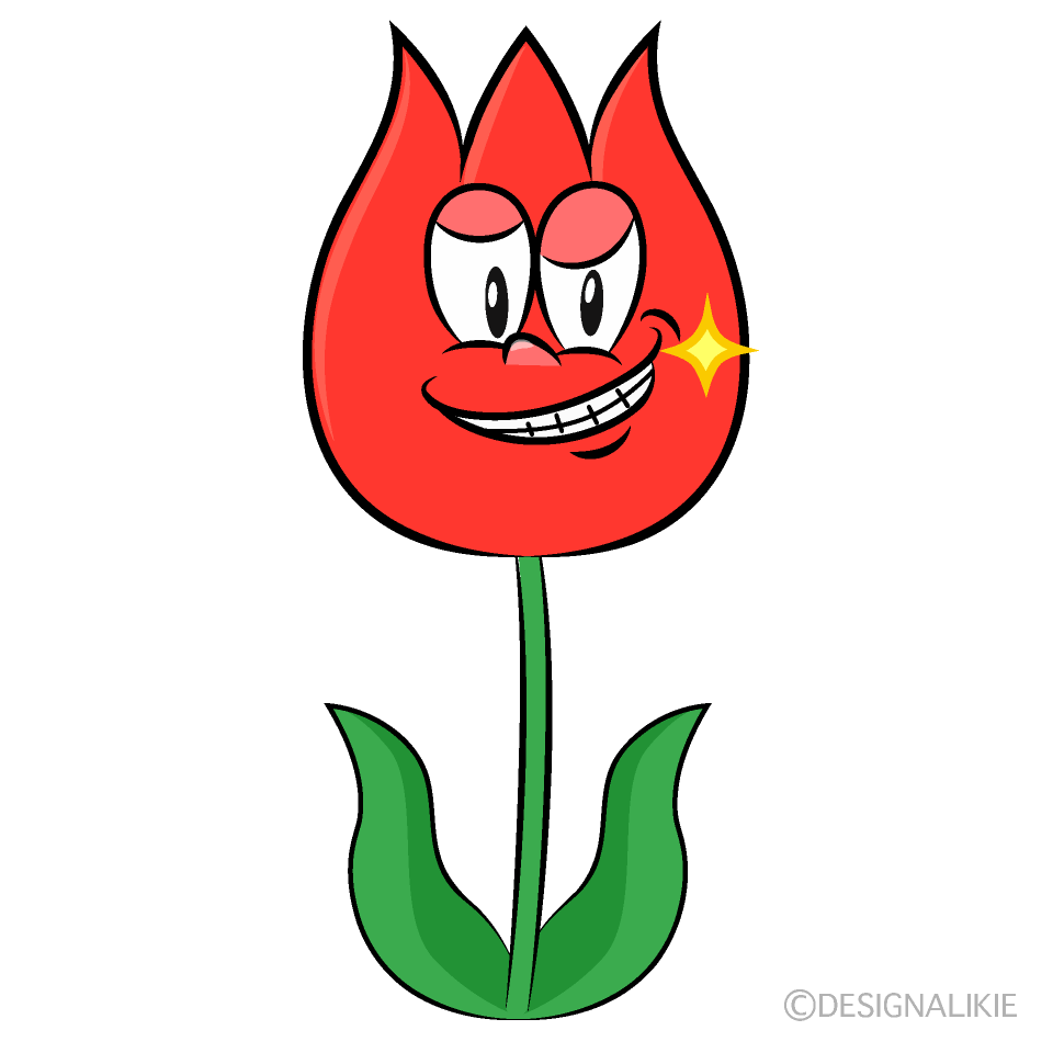 Grinning Tulip Cartoon Character Image
