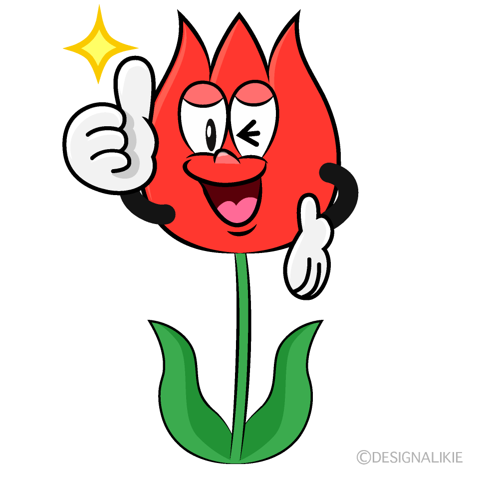 Thumbs up Tulip Cartoon Character Image