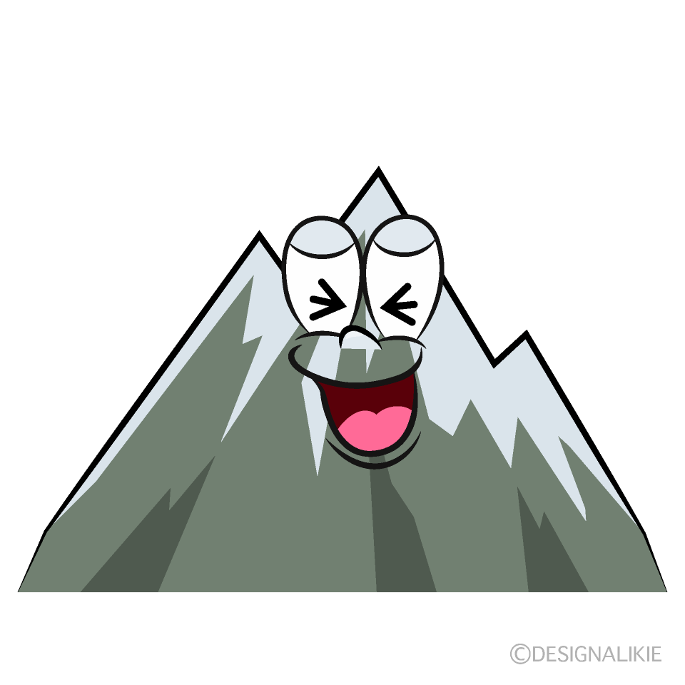 Laughing Snowy Mountain Cartoon Character Image