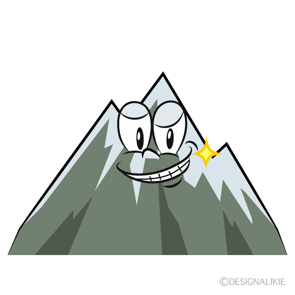 Grinning Snowy Mountain Cartoon Character Image