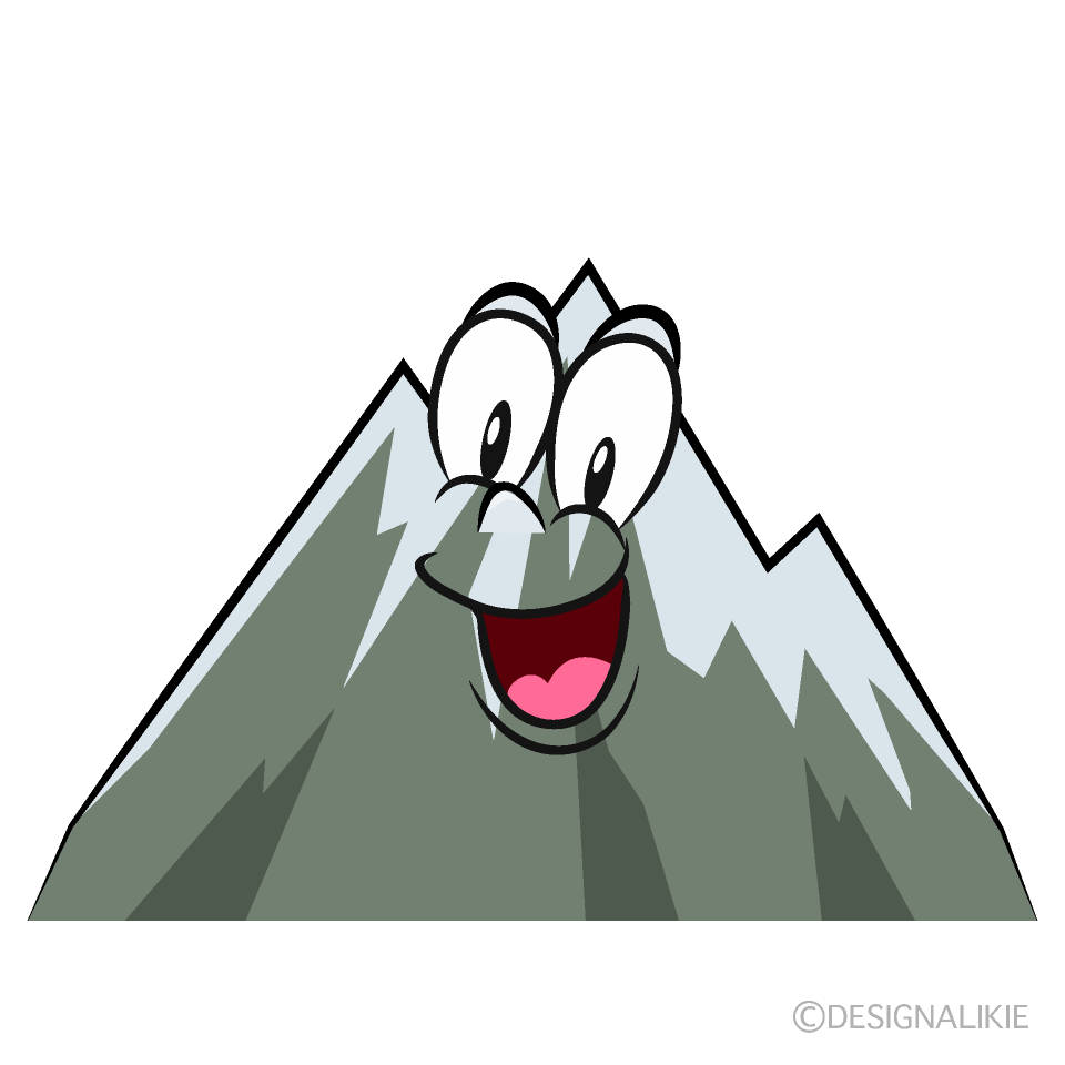 Surprising Snowy Mountain Cartoon Character Image