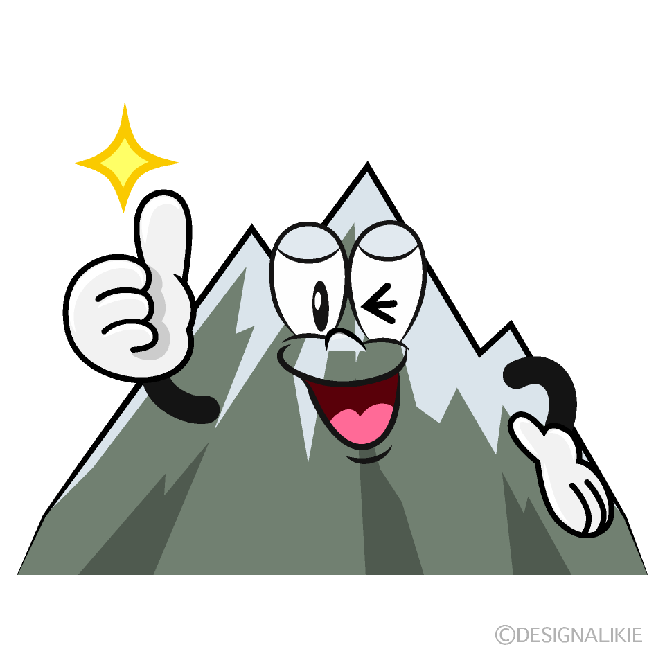 Thumbs up Snowy Mountain Cartoon Character Image