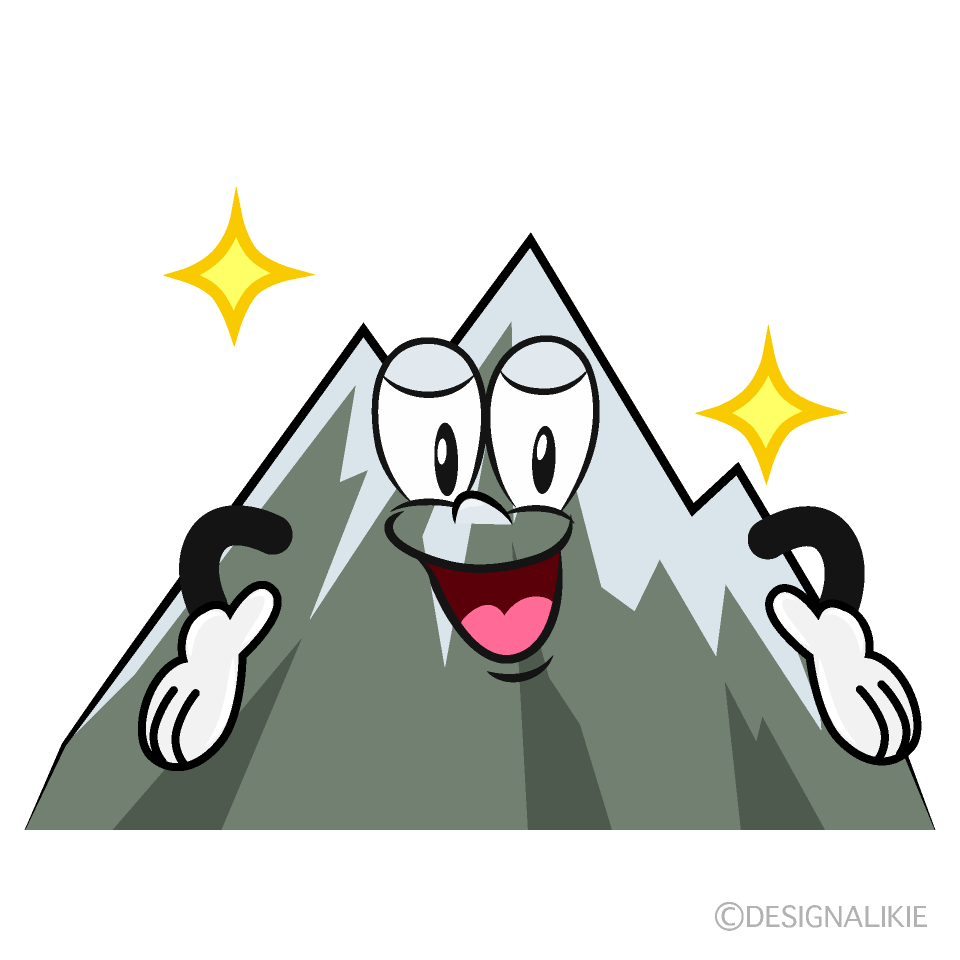 Glitter Snowy Mountain Cartoon Character Image