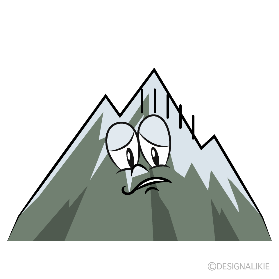 Depressed Snowy Mountain Cartoon Character Image