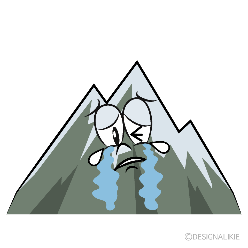 Crying Snowy Mountain Cartoon Character Image