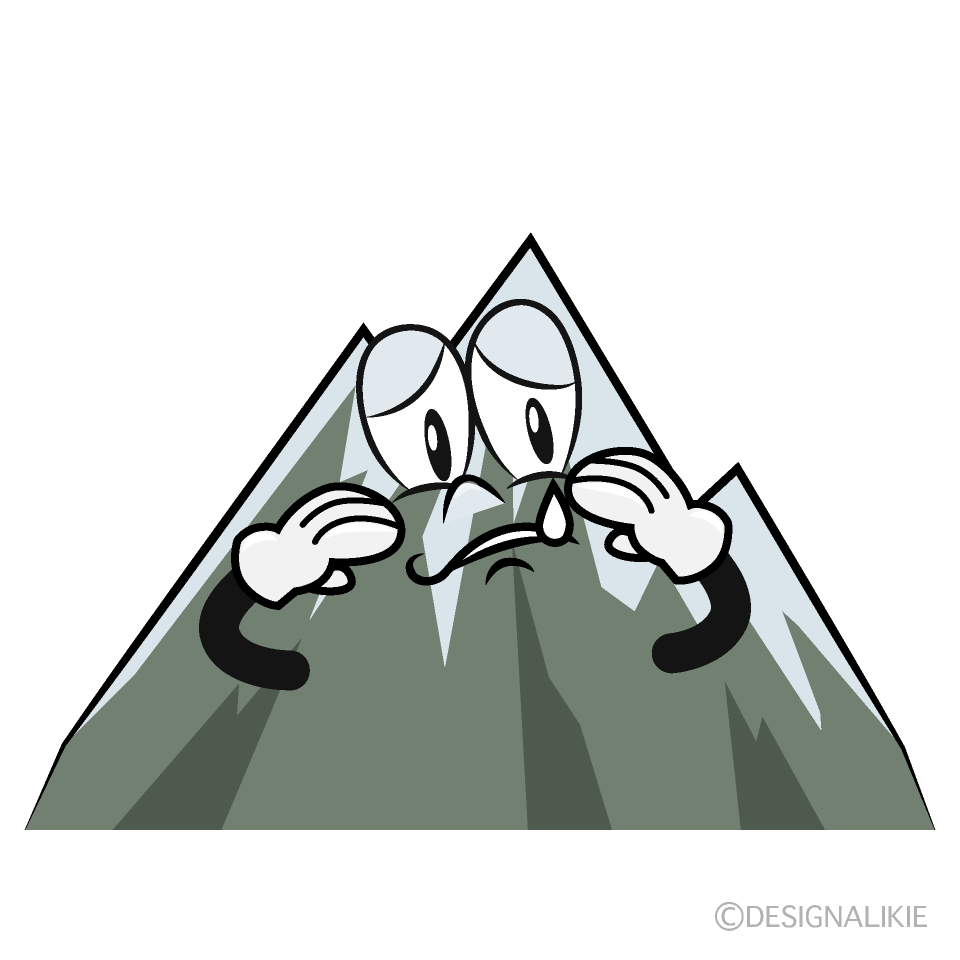 Sad Snowy Mountain Cartoon Character Image