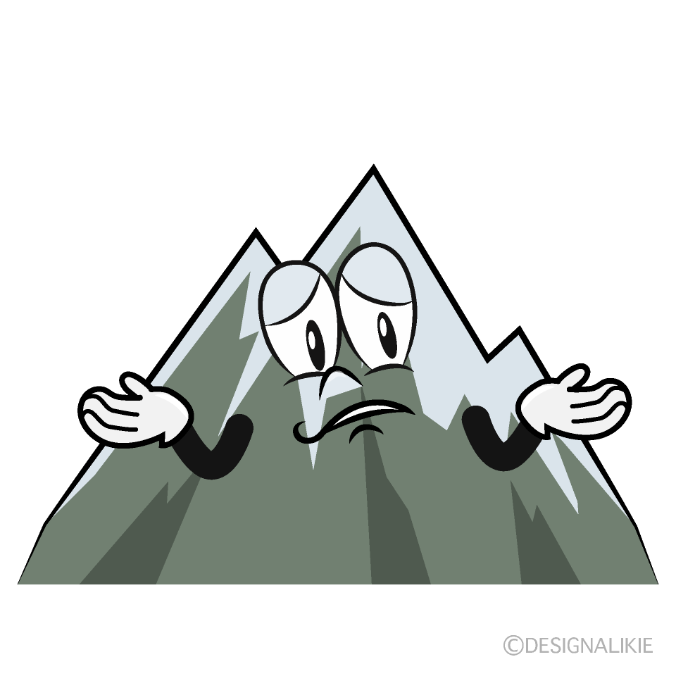 Troubled Snowy Mountain Cartoon Character Image