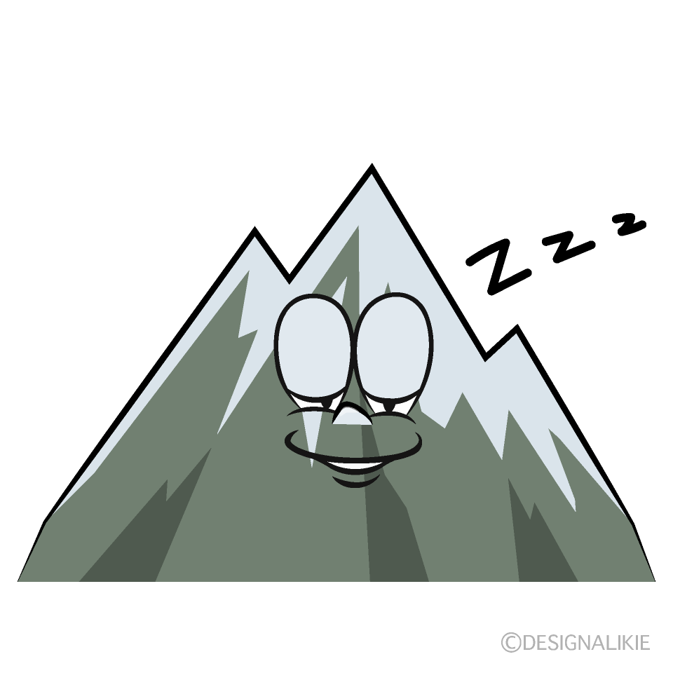 Sleeping Snowy Mountain Cartoon Character Image