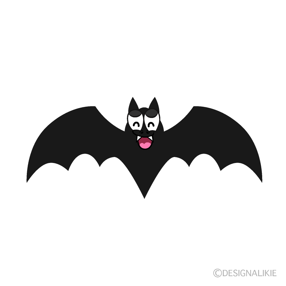 Smiling Black Bat Cartoon Character Image