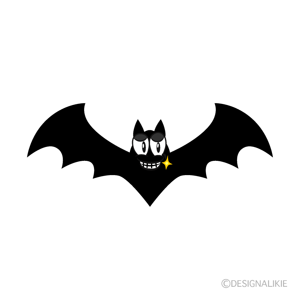 Grinning Black Bat Cartoon Character Image