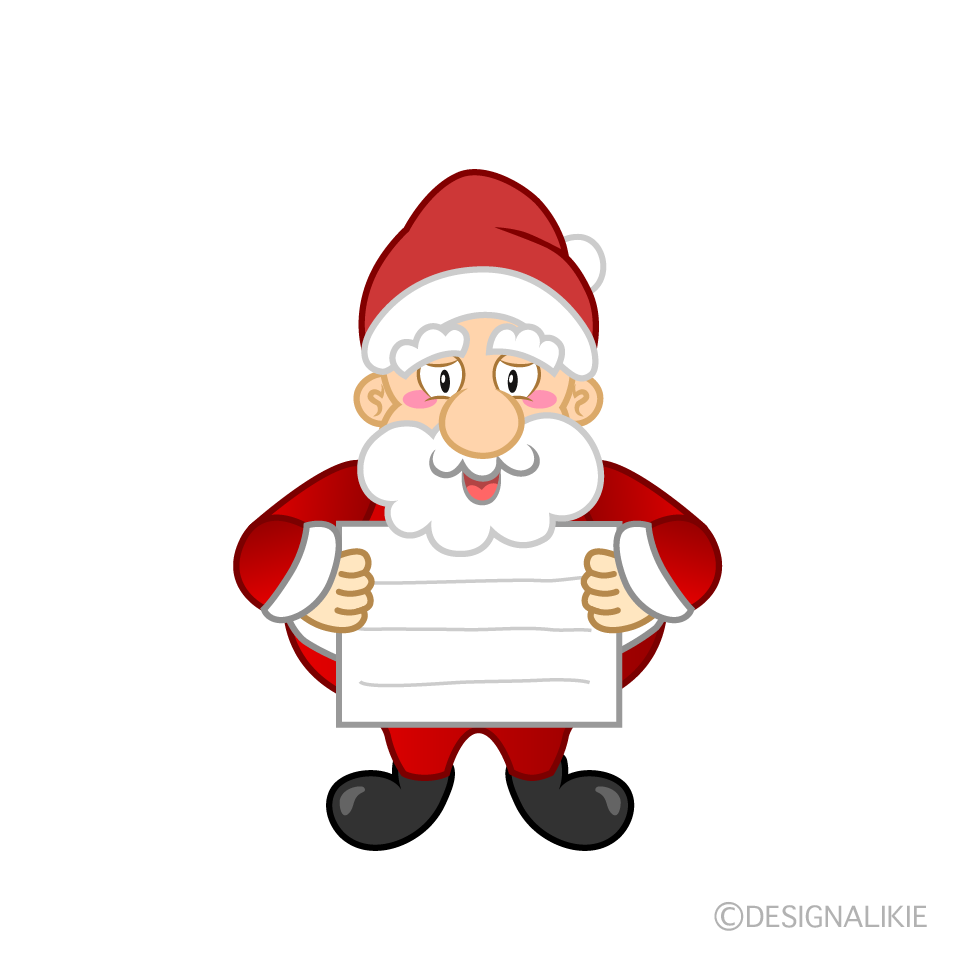 Santa with Board Cartoon Character Image