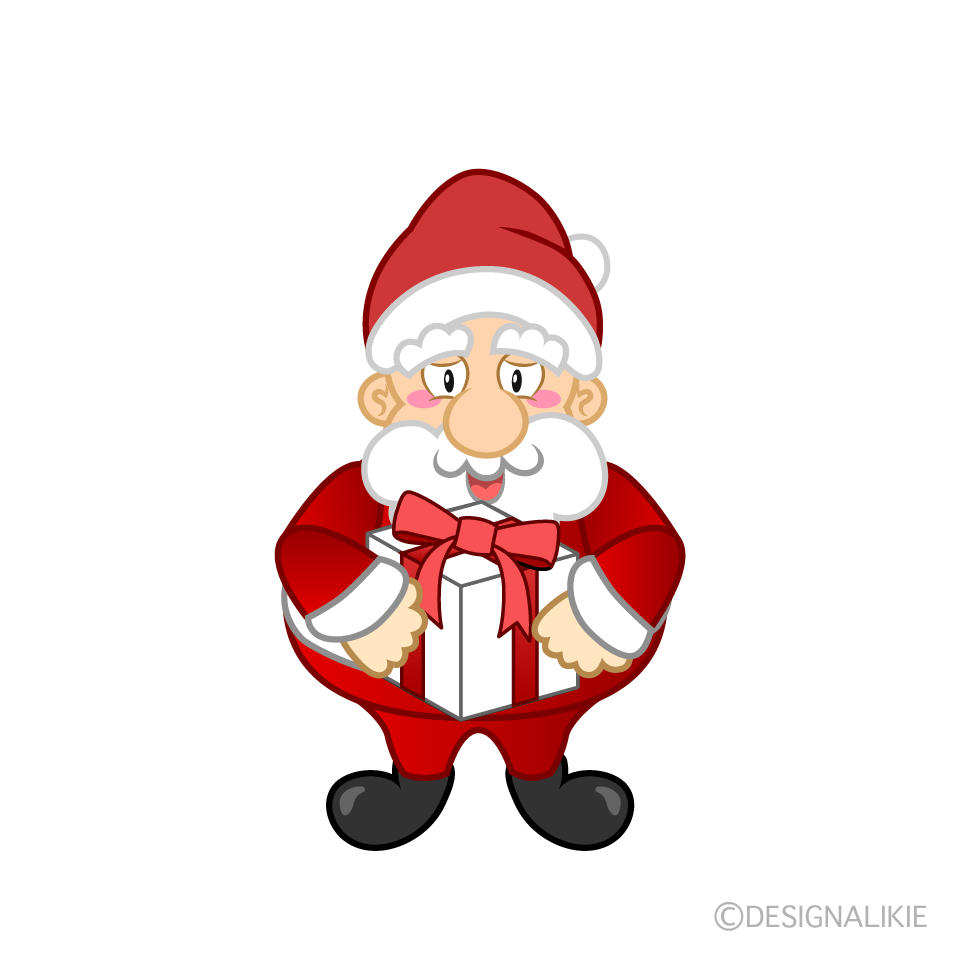 Santa with Gift Cartoon Character Image