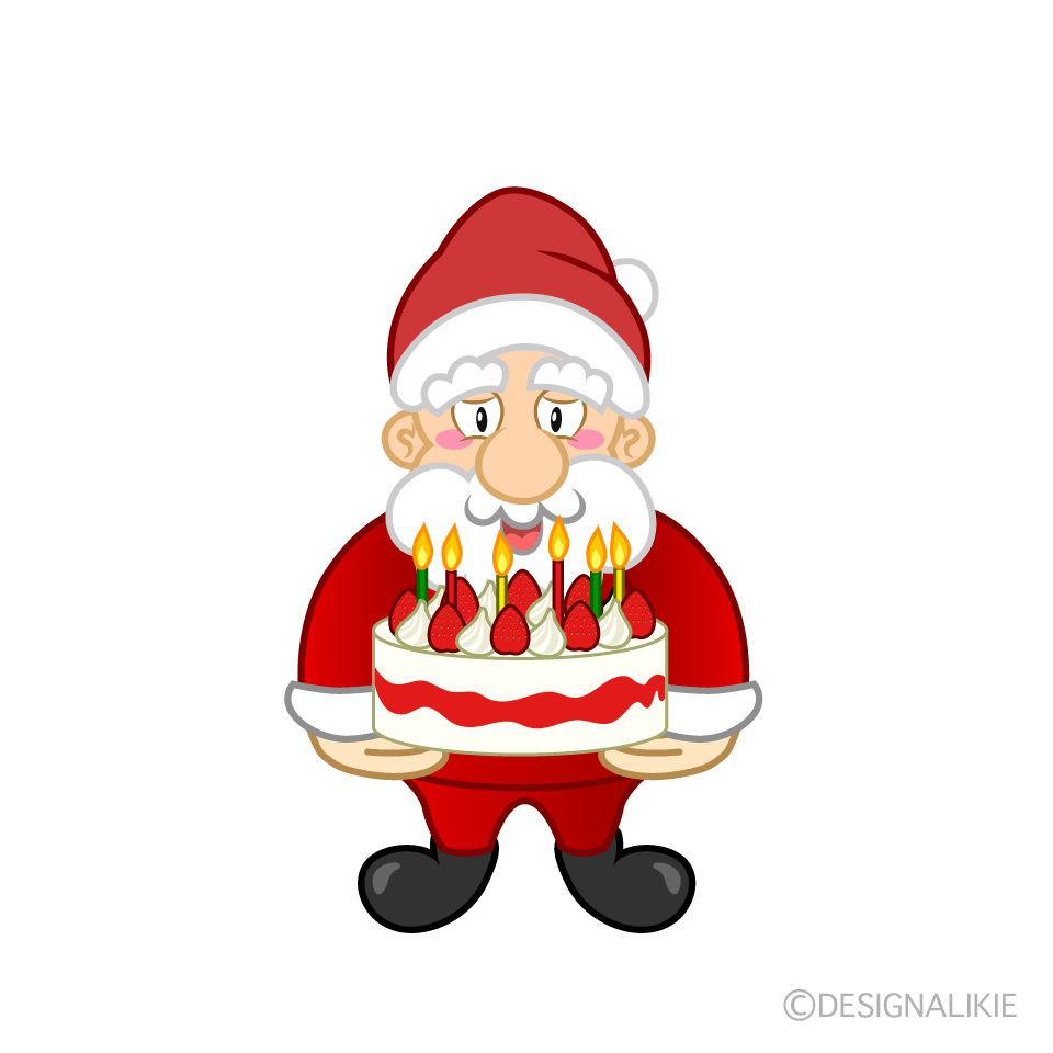 Santa with Cake Cartoon Character Image