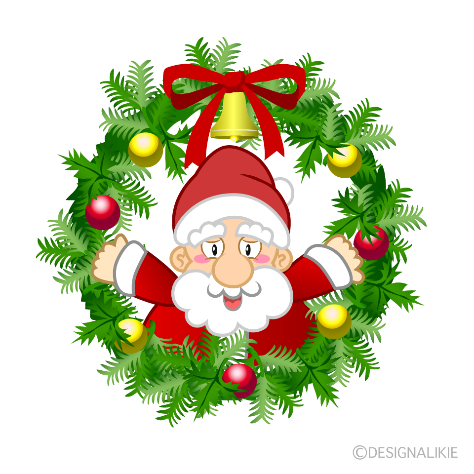 Santa and Wreath Cartoon Character Image