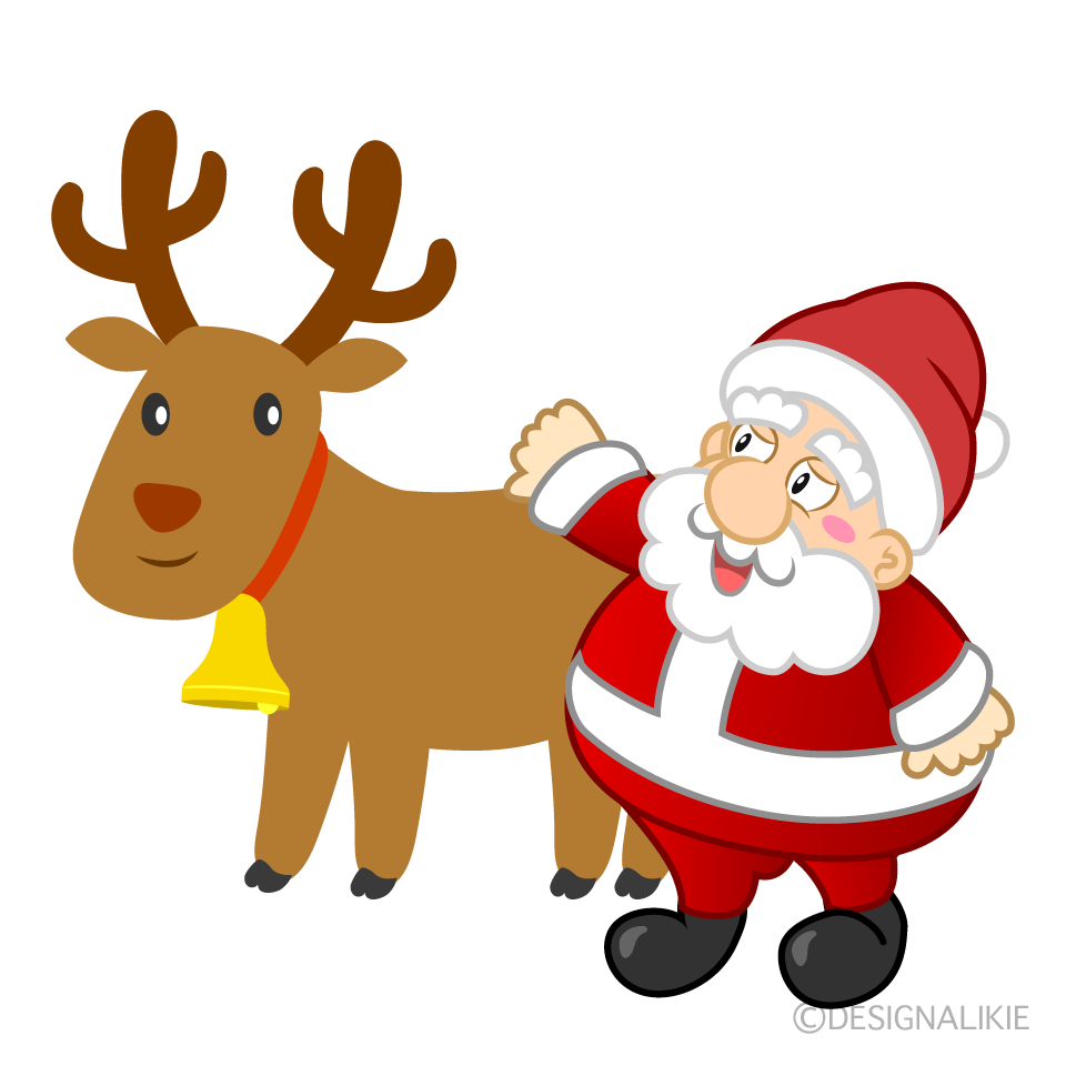 Santa and Reindeer Cartoon Character Image