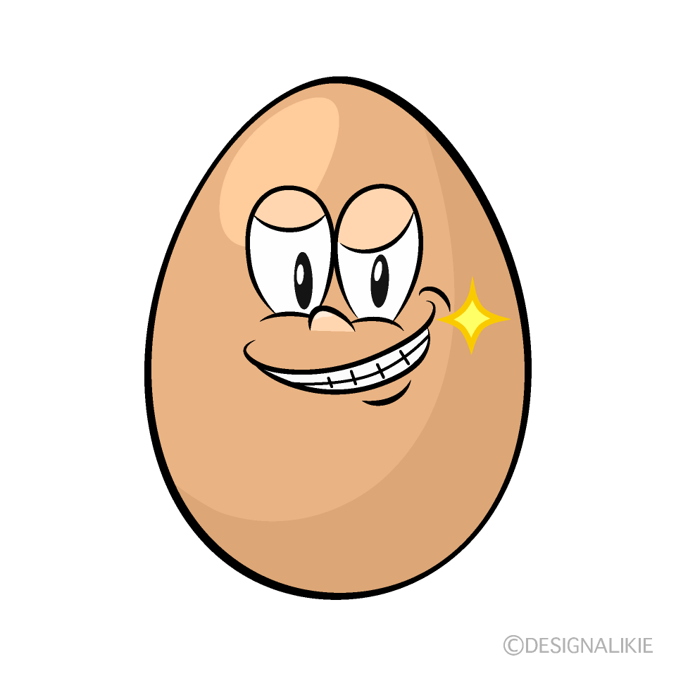 Grinning Organic Egg Cartoon Character Image