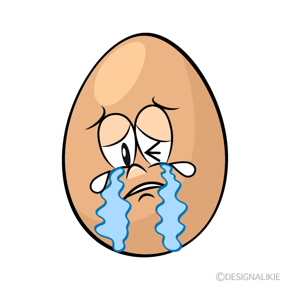 Crying Organic Egg Cartoon Character Image