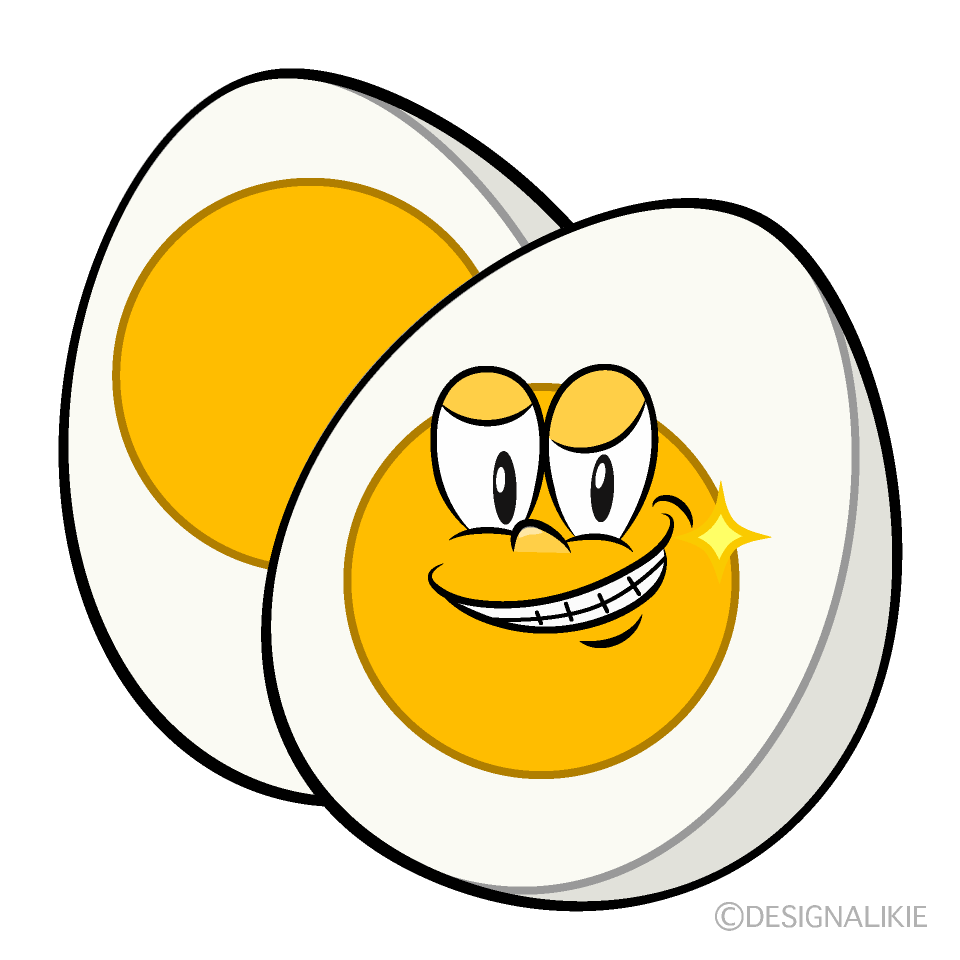 Grinning Boiled Egg Cartoon Character Image
