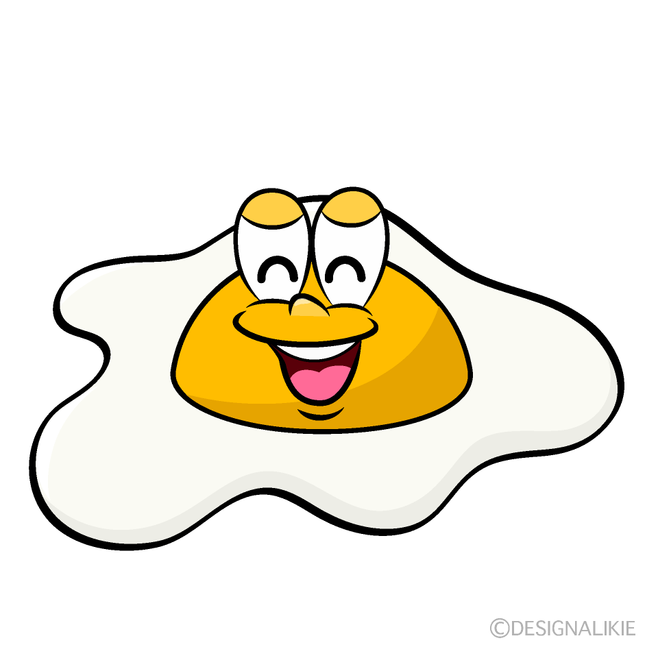 Smiling Fried Egg Cartoon Character Image