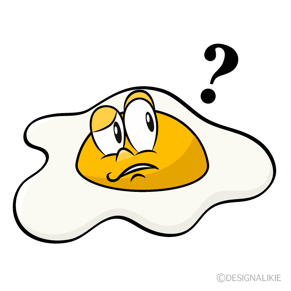 Thinking Fried Egg Cartoon Character Image