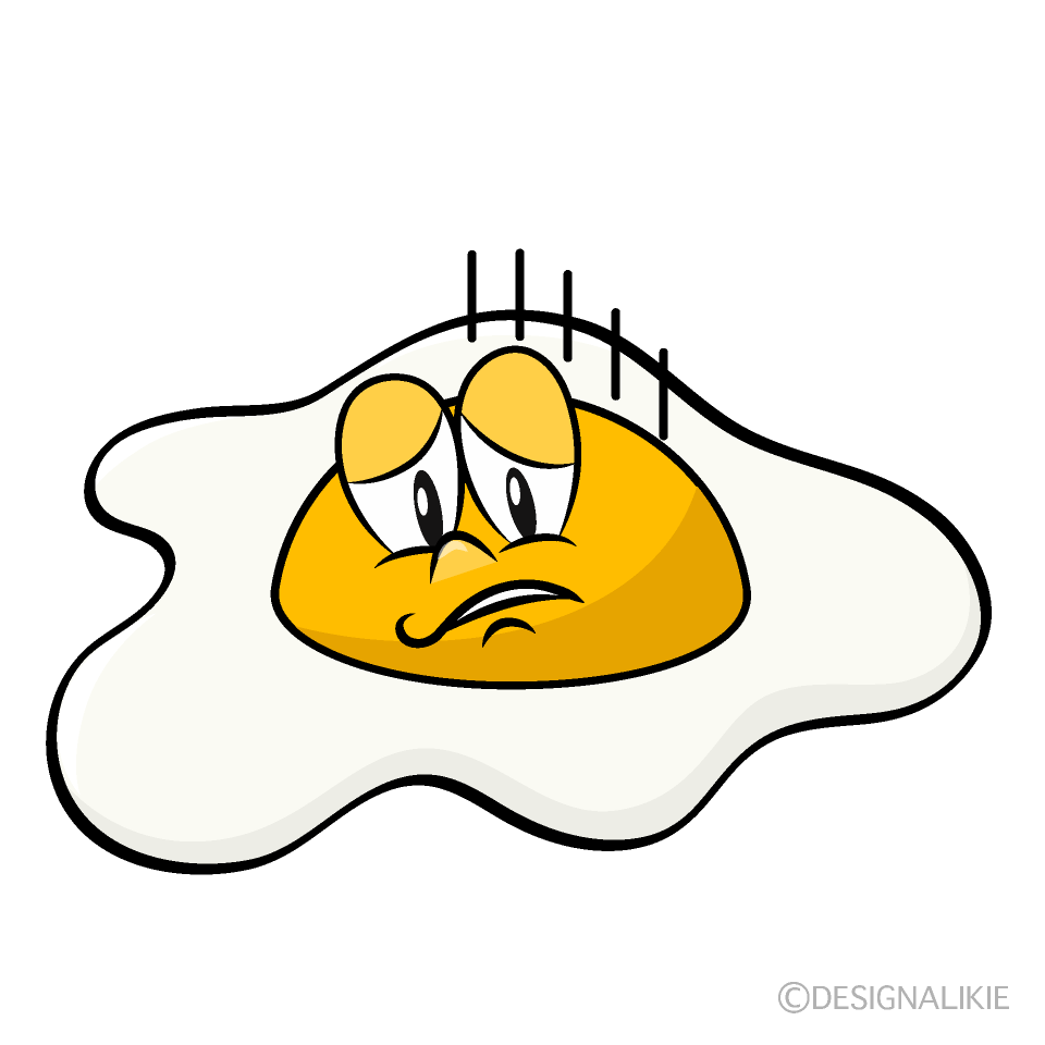 Depressed Fried Egg Cartoon Character Image