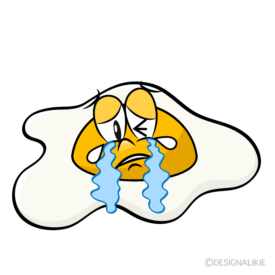 Crying Fried Egg Cartoon Character Image