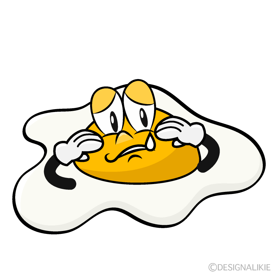 Sad Fried Egg Cartoon Character Image