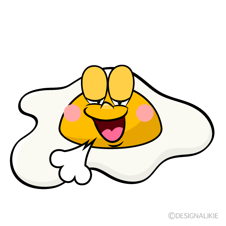 Relaxing Fried Egg Cartoon Character Image