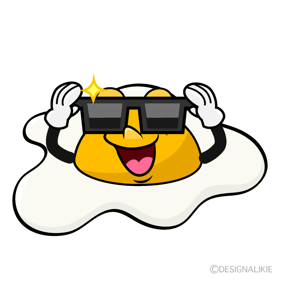 Cool Fried Egg Cartoon Character Image