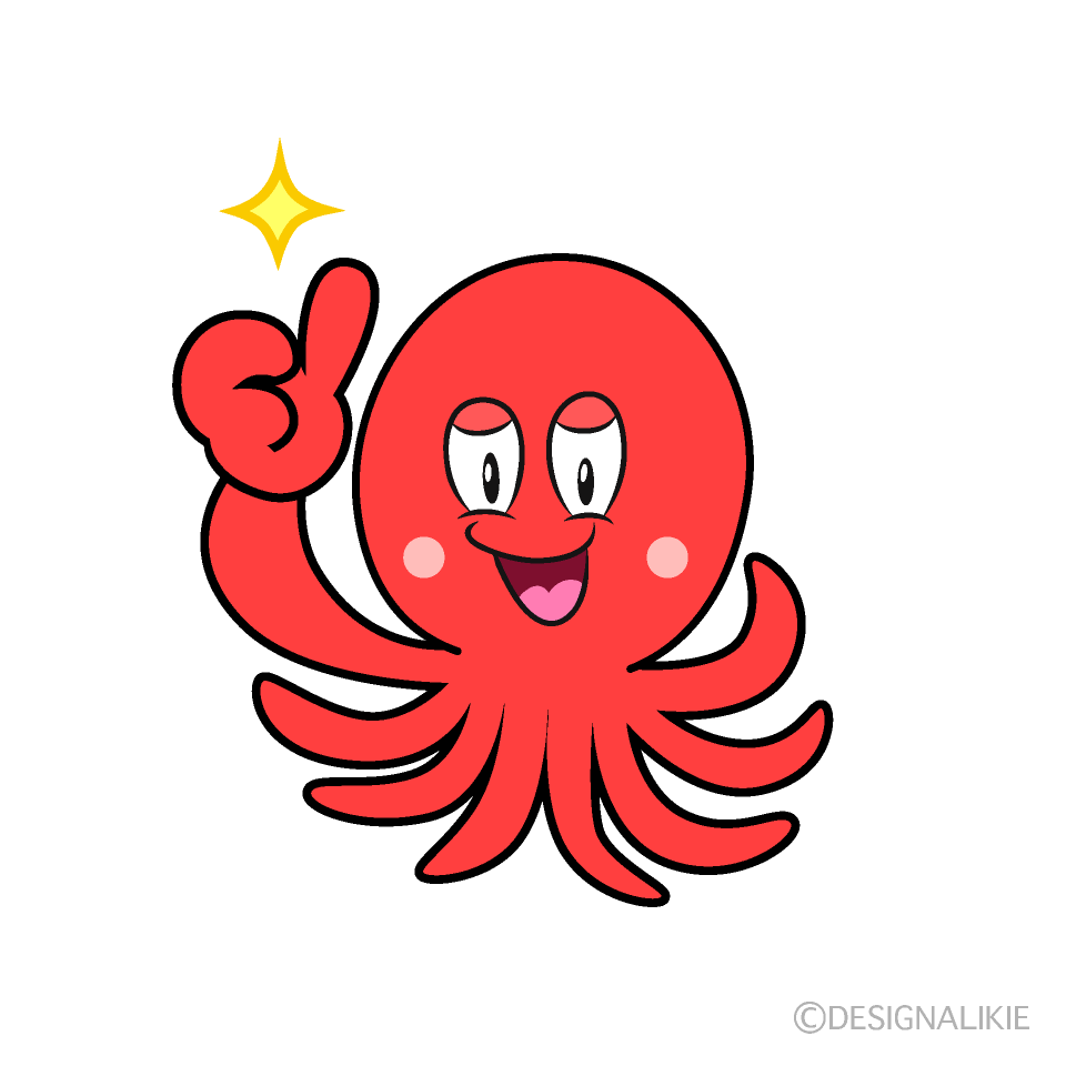 Thumbs Up Octopus Cartoon Character Image