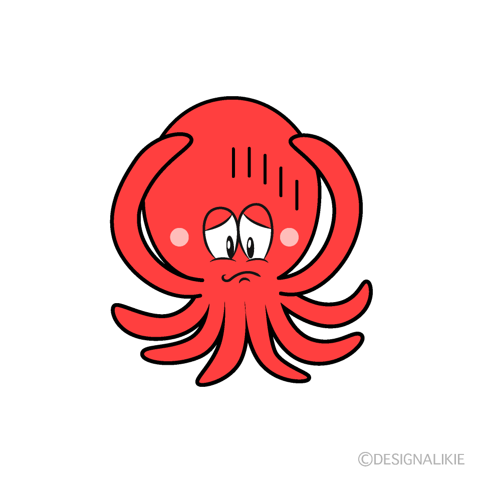 Depressed Octopus Cartoon Character Image