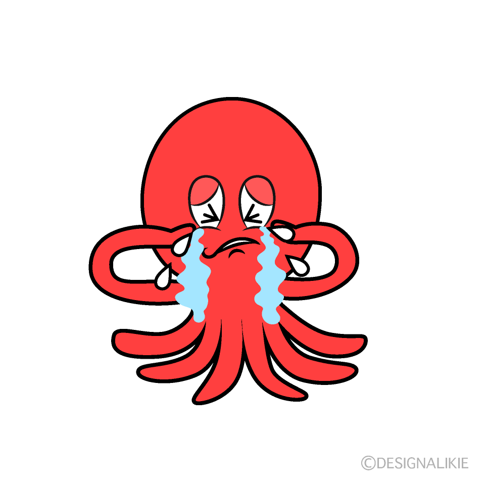 Crying Octopus Cartoon Character Image